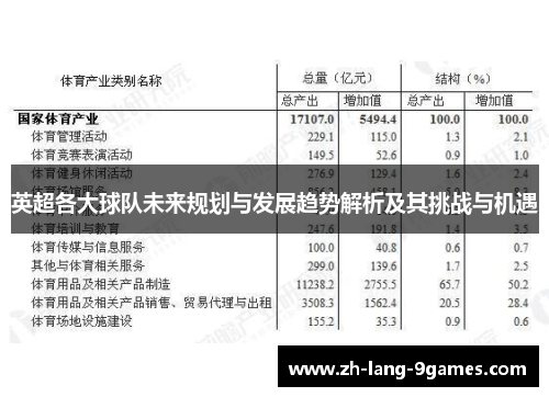 英超各大球队未来规划与发展趋势解析及其挑战与机遇